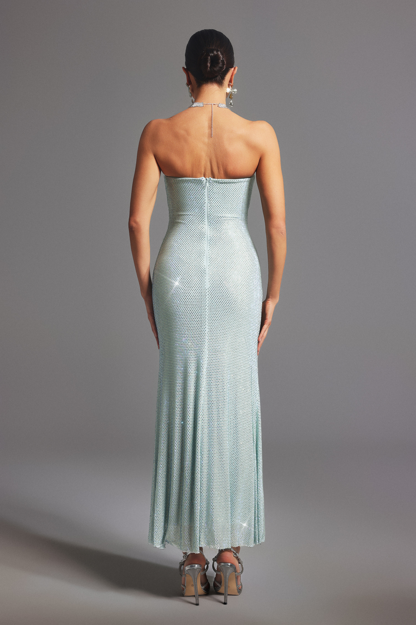 Lexy Strapless Bow Diamond Maxi Dress