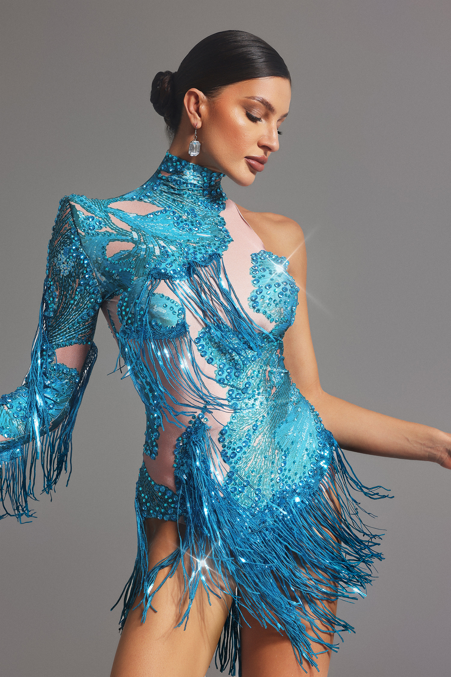 Nylah Choker One Shoulder Tassel Mini Jumpsuit