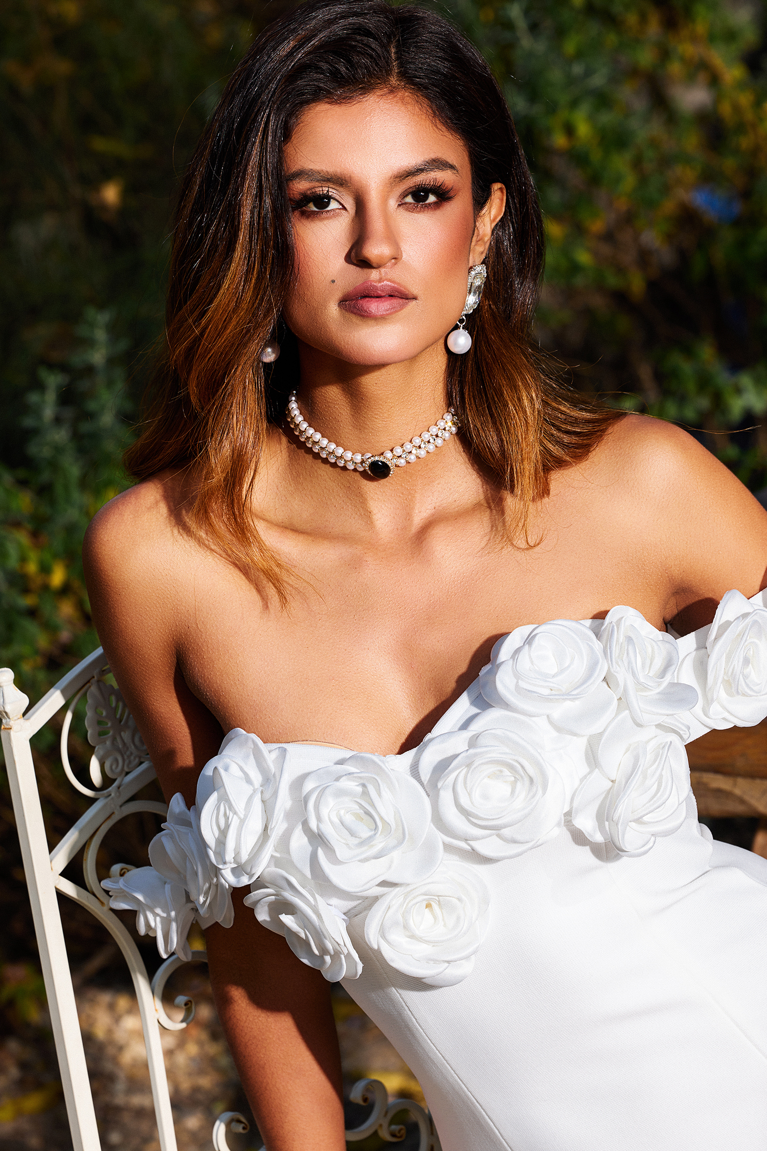 Jaza One Shoulder Flowers High Slit Bandage Mini Dress