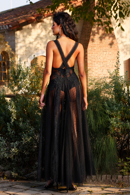 Shelby Sleeveless V-Neck Lace Maxi Dress