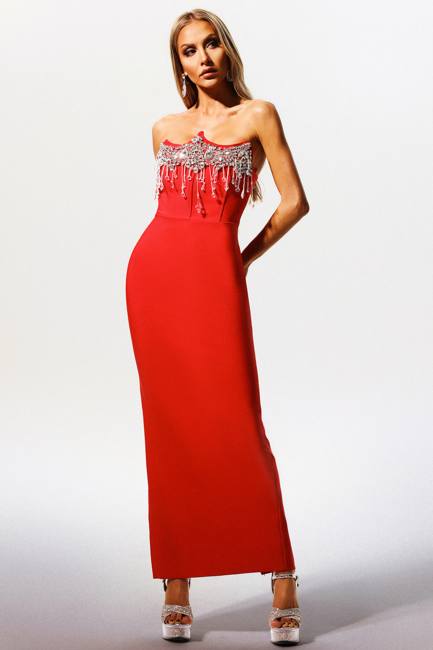 Kyli Sleeveless Diamond Bandage Maxi Dress