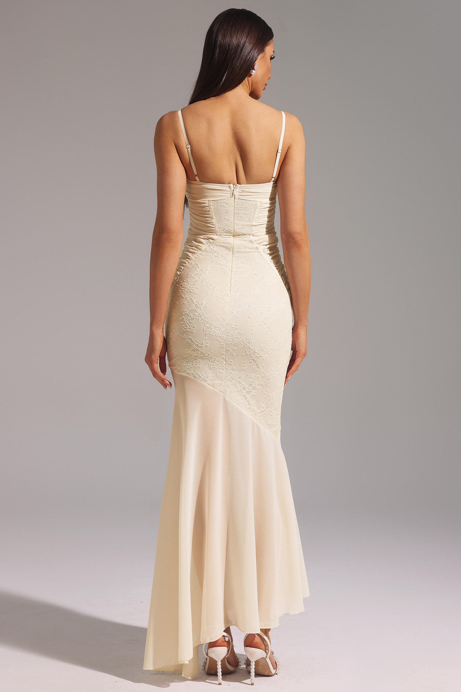 Havani Sleeveless Lace Fishtail Maxi Dress