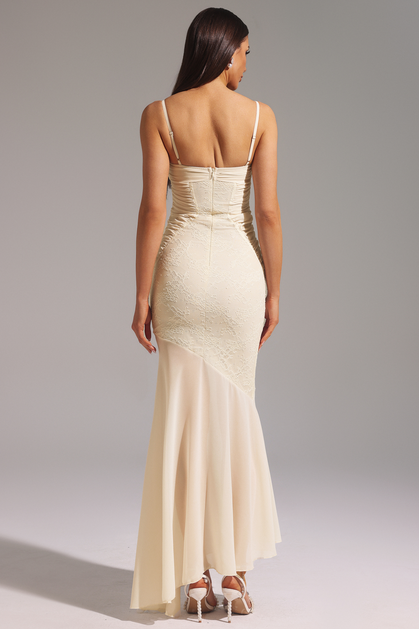 Havani Sleeveless Lace Fishtail Maxi Dress