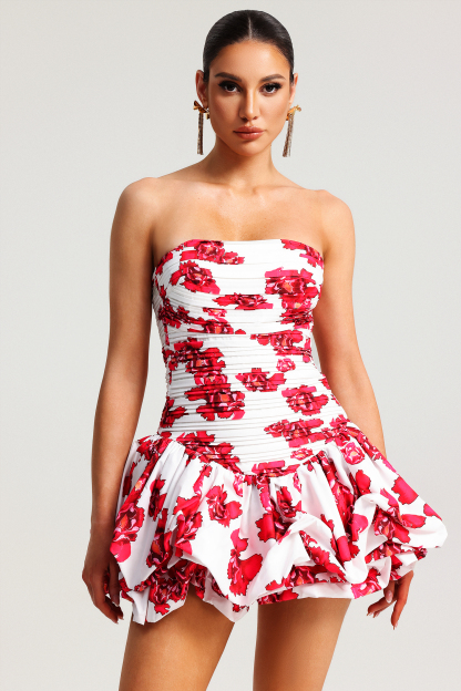 Gala Sleeveless Printing Fold Mini Dress