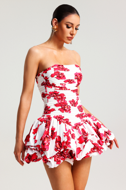 Gala Sleeveless Printing Fold Mini Dress