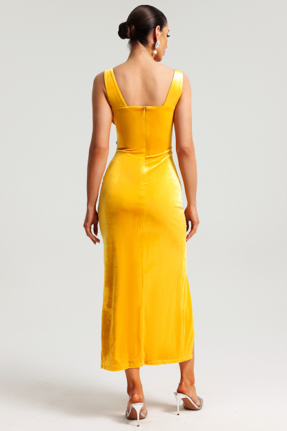 Hakula Diamante Slit Midi Dress