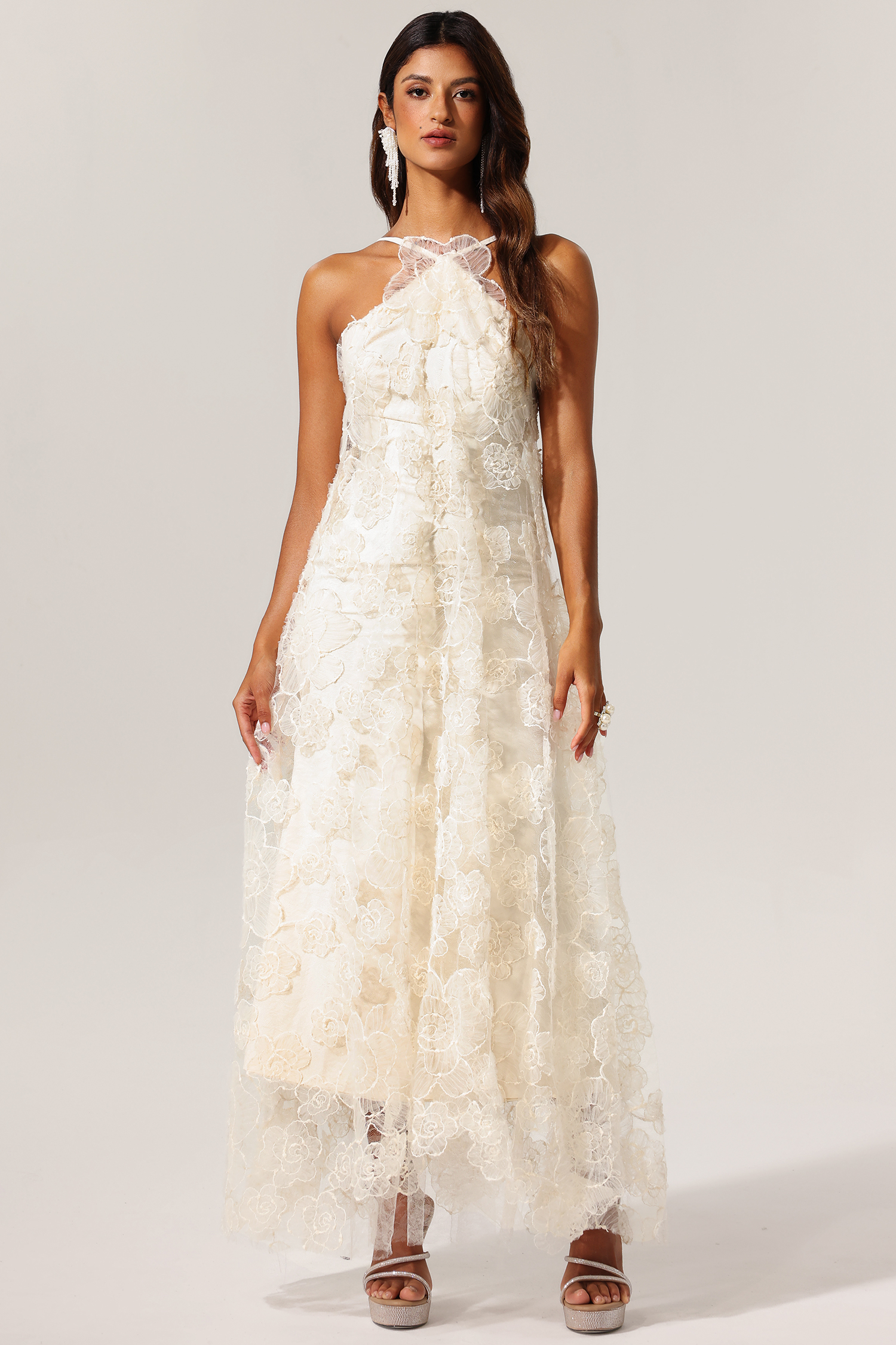 Wila Backless Sleeveless Flowers Maxi Dress