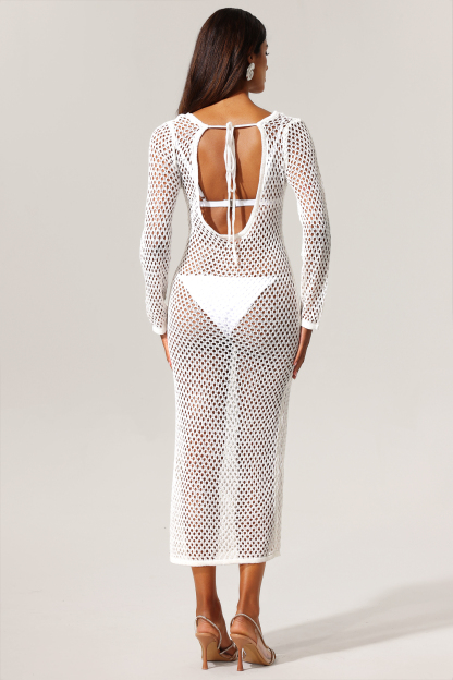 Rebel Backless Hollow Out Long Sleeves Maxi Dress