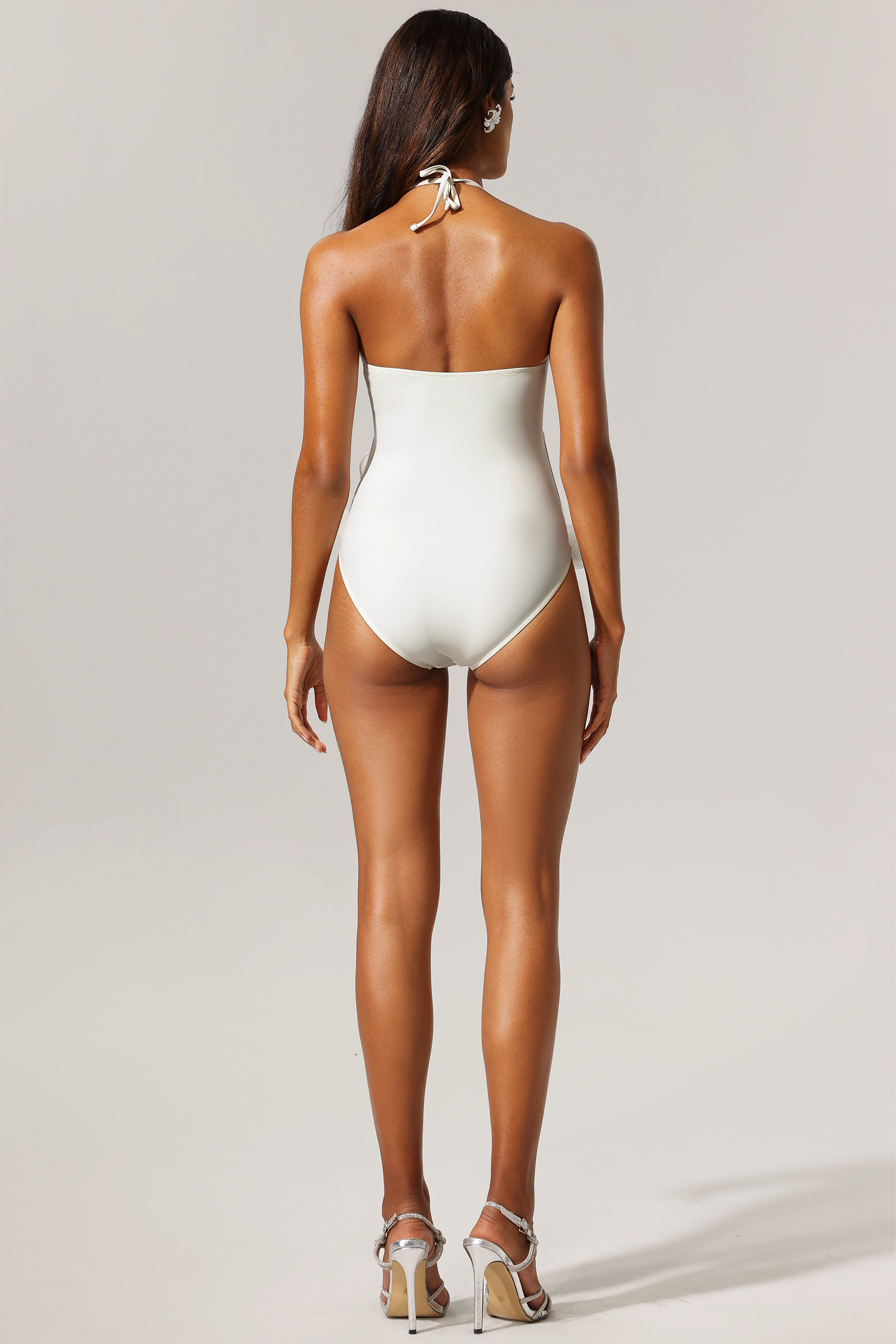 Pinky Hollow Out Sleeveless Flowers Mini Swimwear