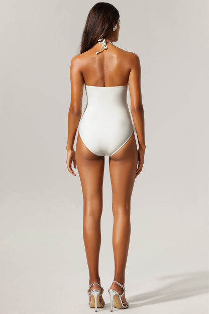 Pinky Hollow Out Sleeveless Flowers Mini Swimwear