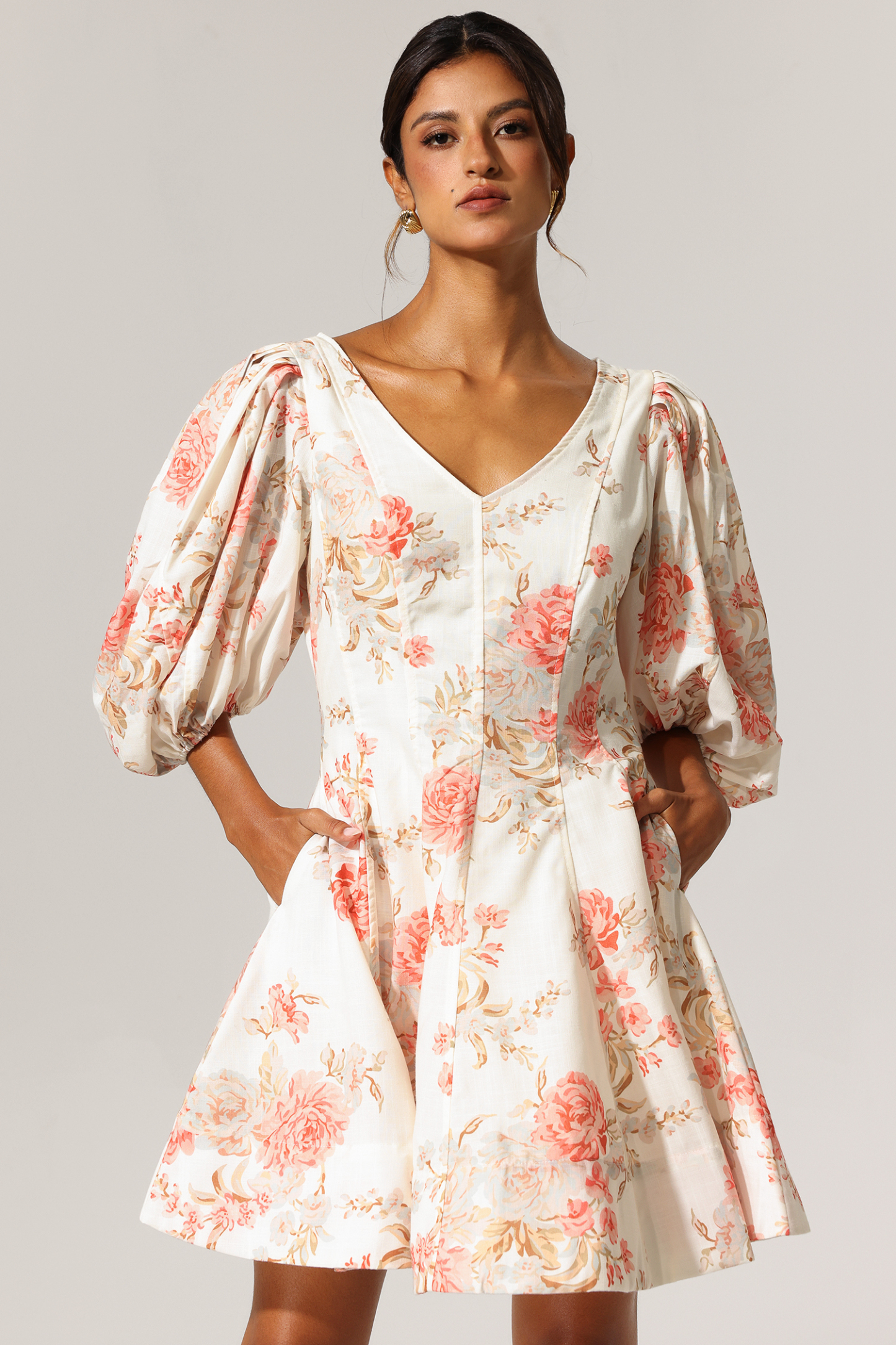Egbert V-Neck Floral Printed Mini Dress