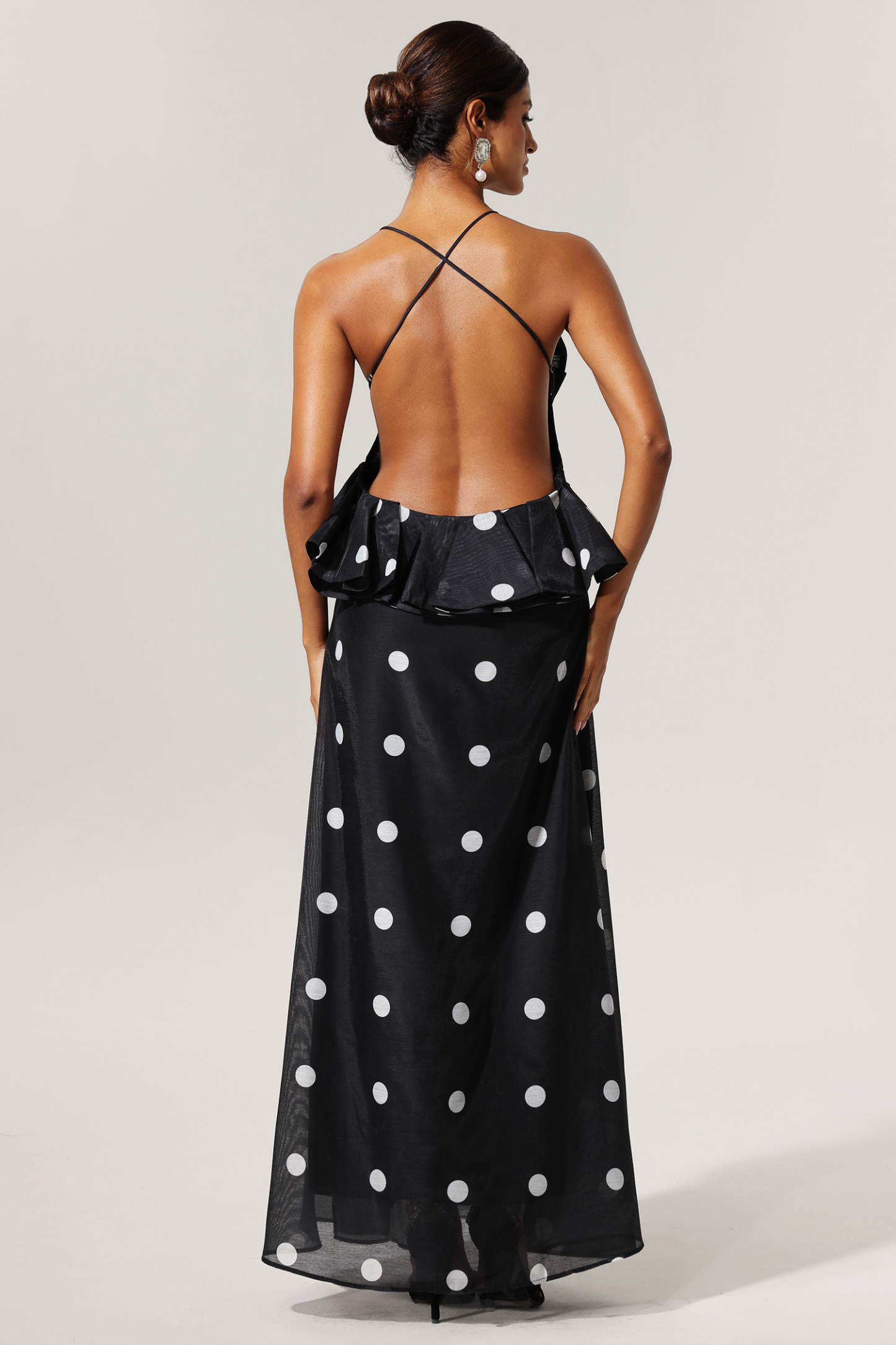 Jyllian Dot Printed Flowers Sleeveless Maxi Dress