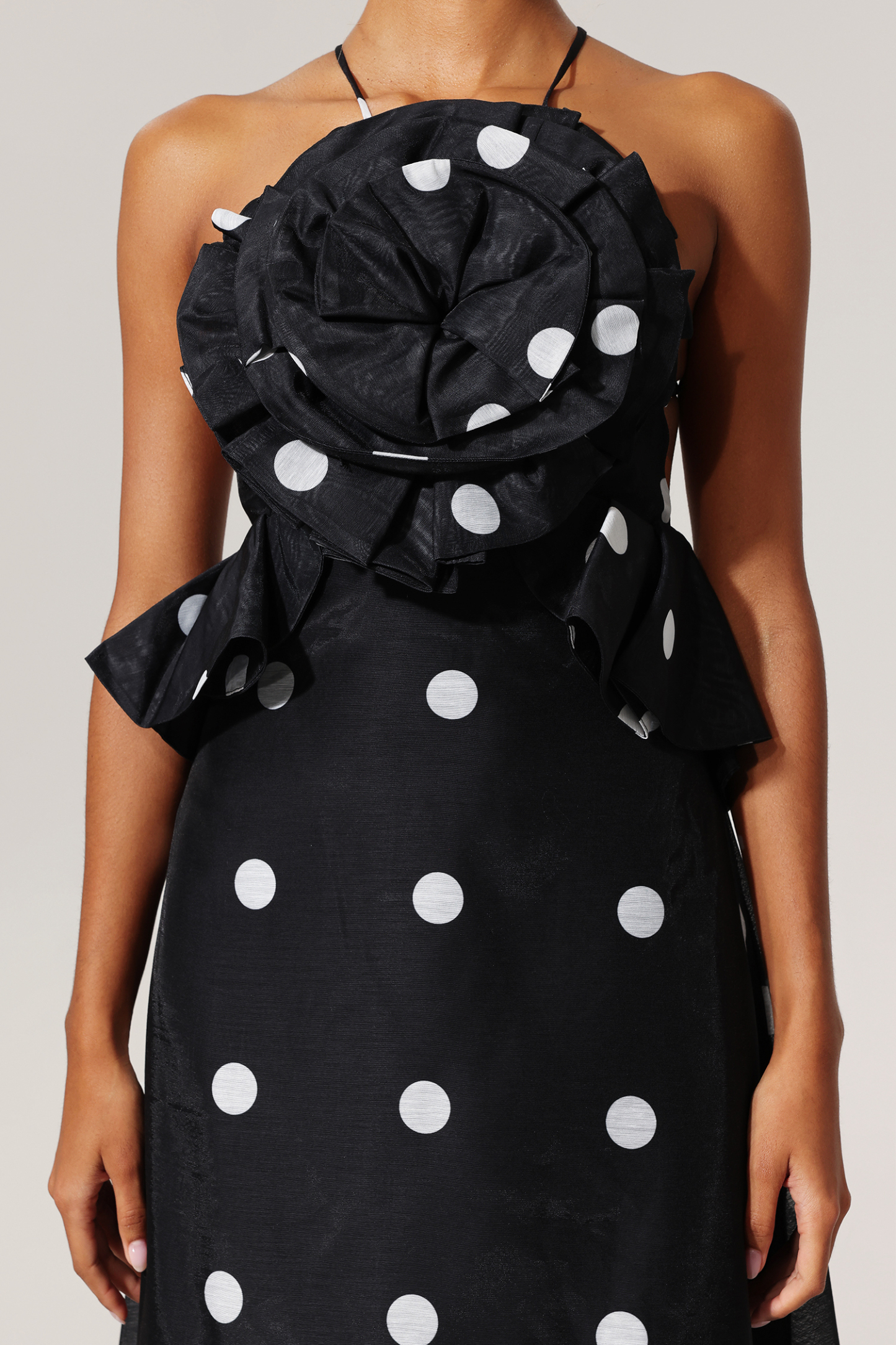 Jyllian Dot Printed Flowers Sleeveless Maxi Dress