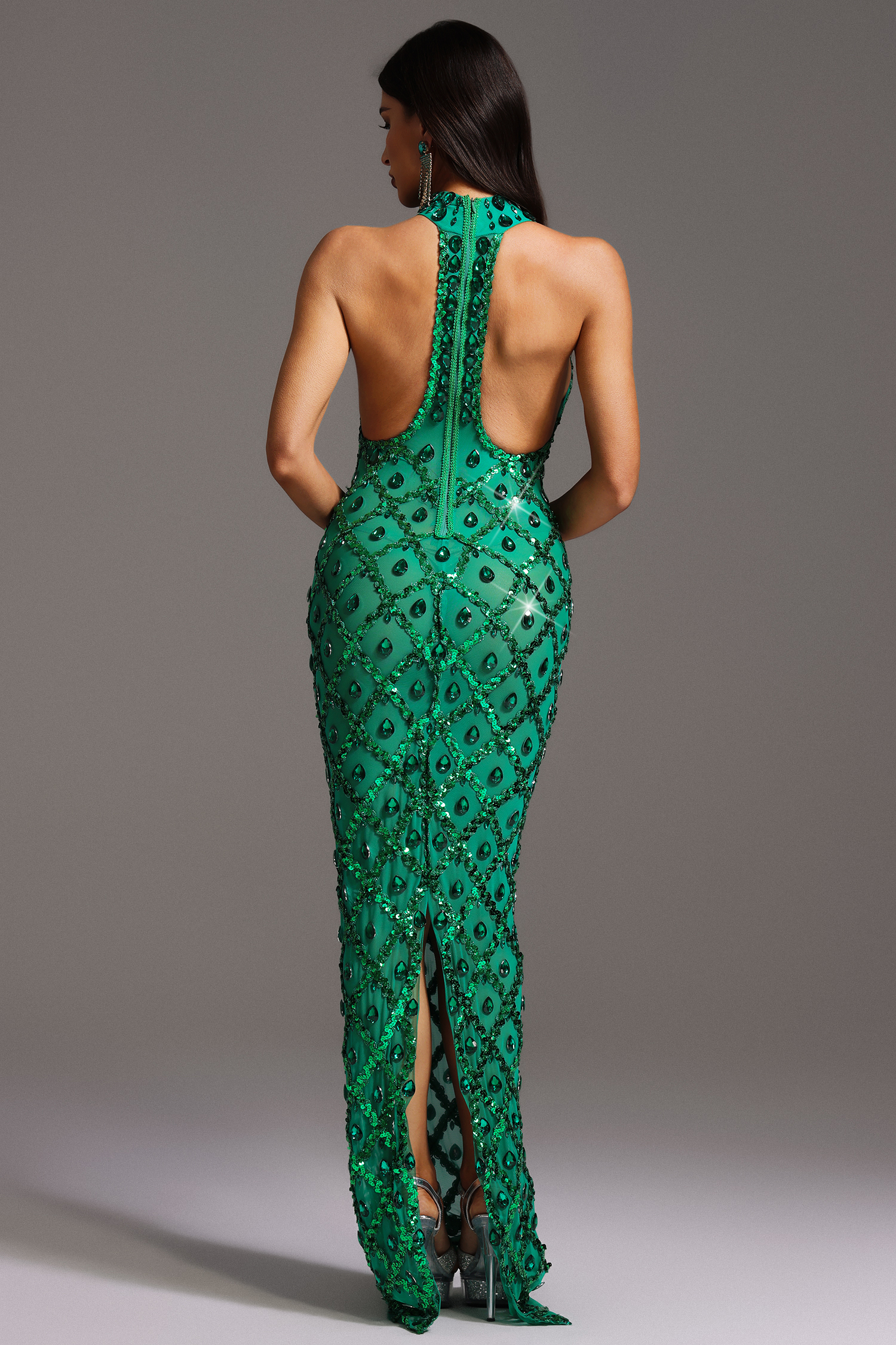 Rhoda Diamante Mesh Maxi Dress