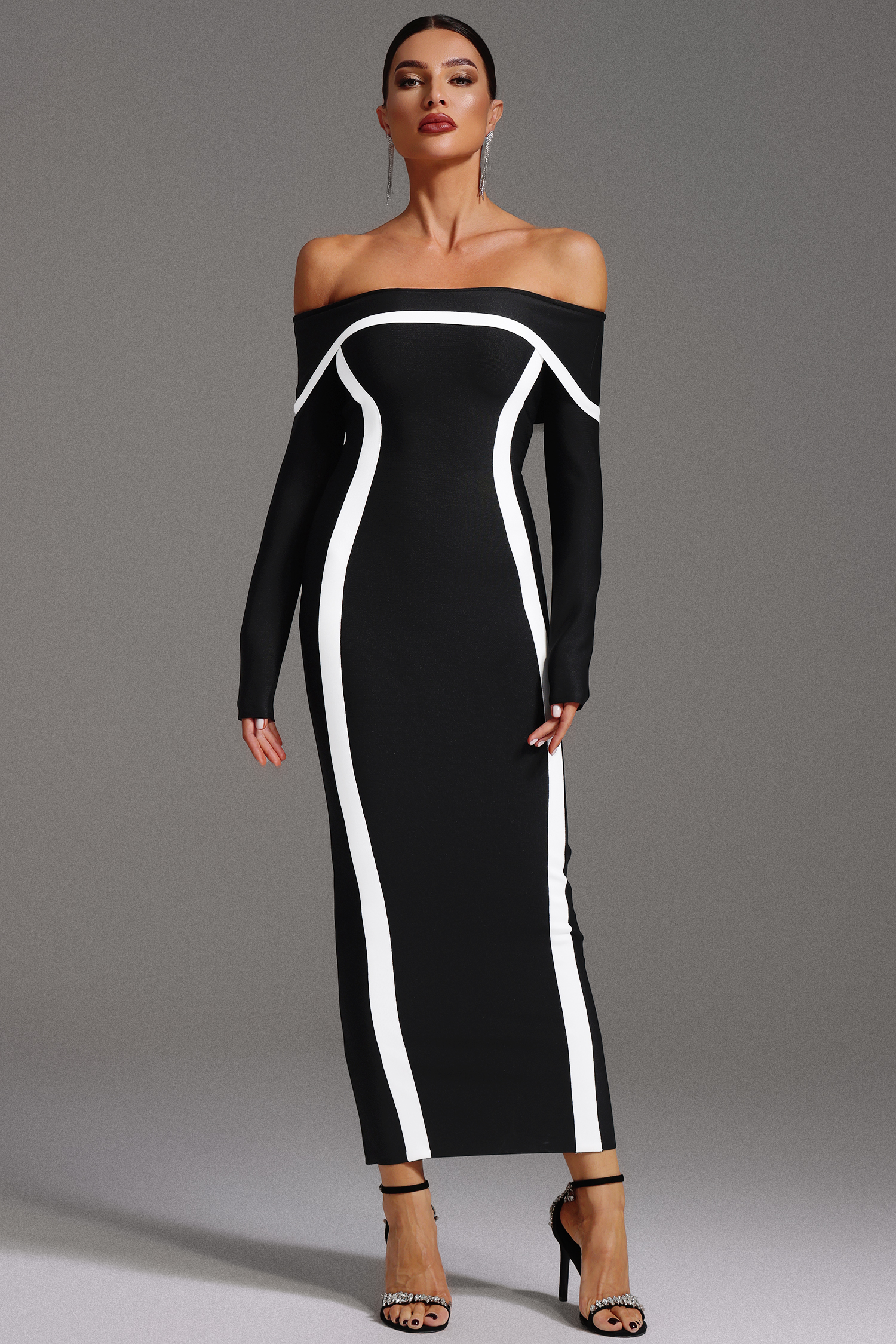 Hilda Off-the-Shoulder Long Sleeve Maxi Dress
