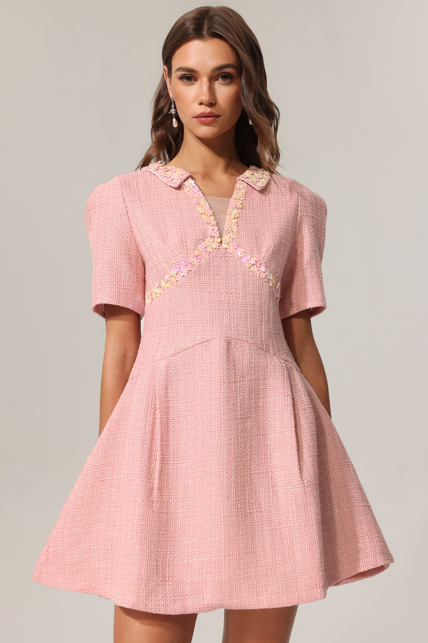 Didu V-Neck Short Sleeves Mini Dress