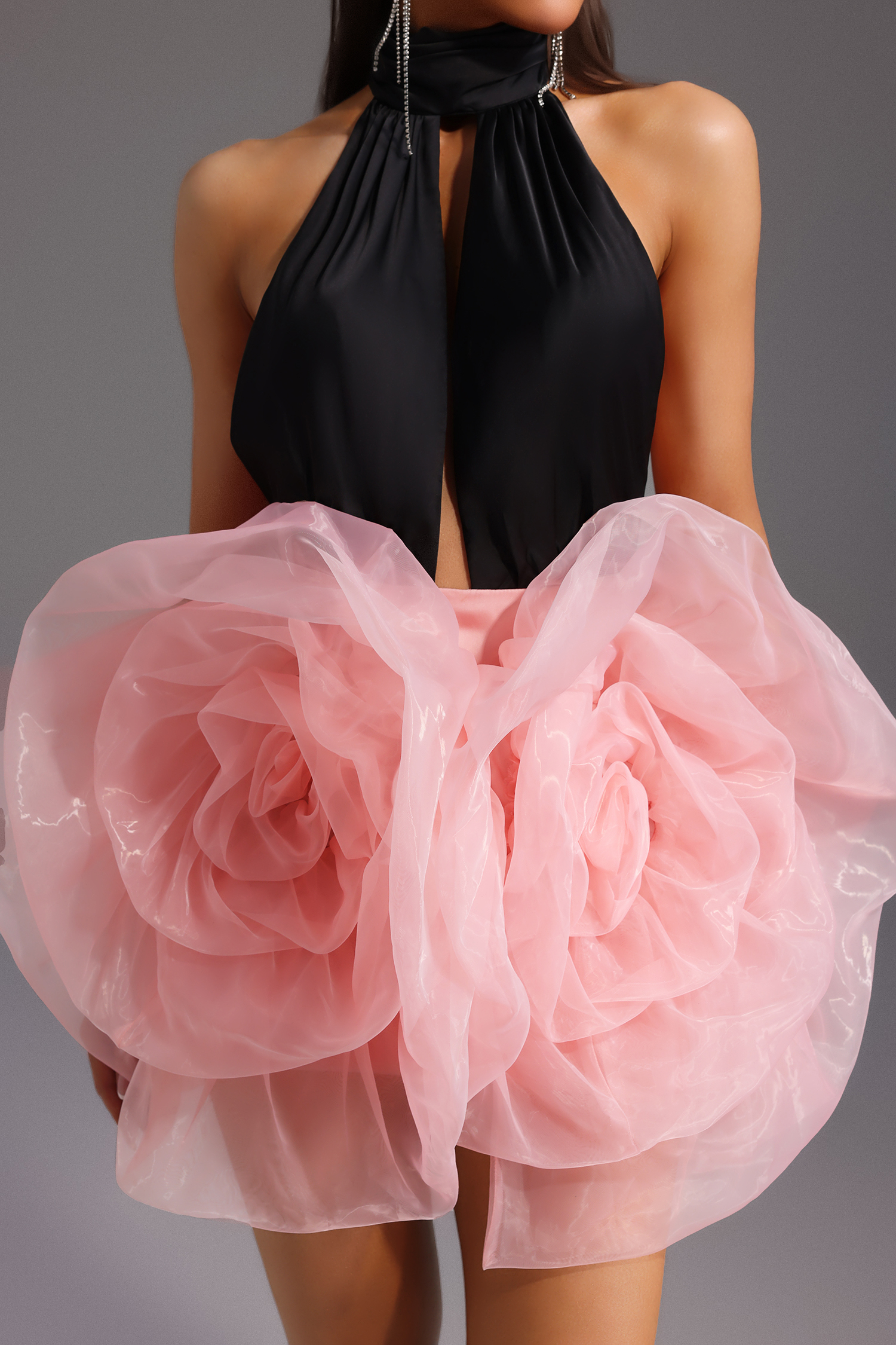 Nadja Halter Sleeveless Flowers Mini Dress