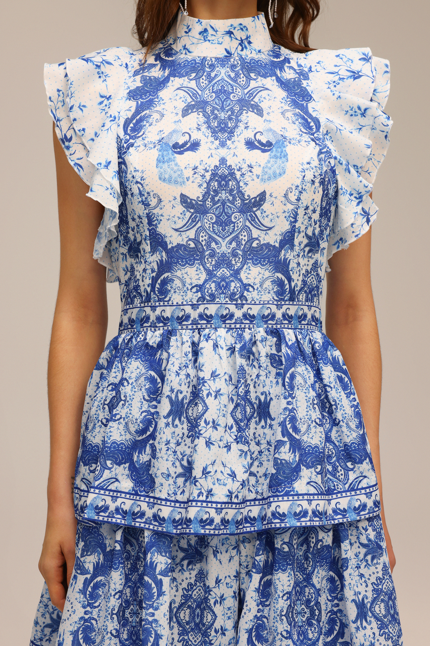 Nadia Layered Folds Printed Maxi Dress