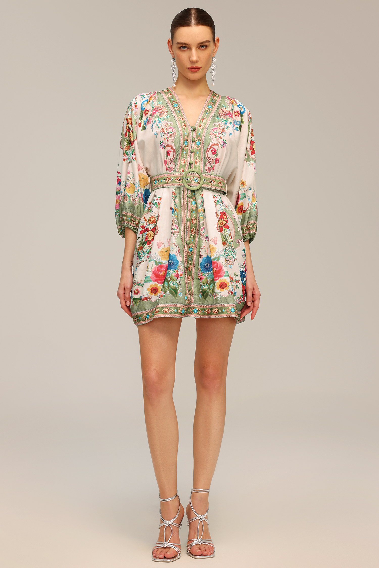 Valery V-Neck Floral Printed Mini Dress