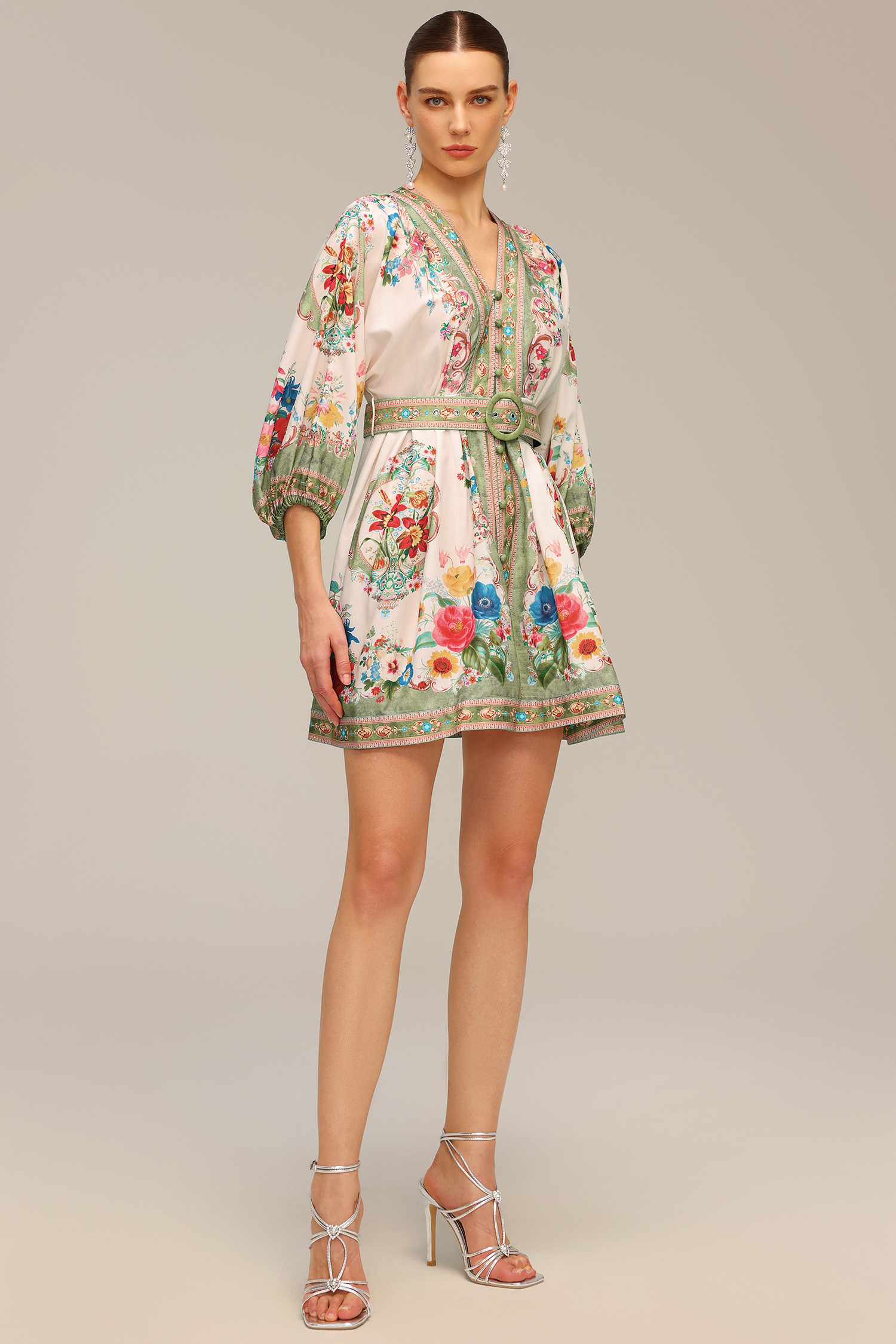 Valery V-Neck Floral Printed Mini Dress