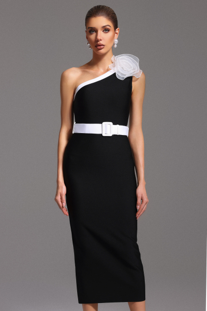 Vira One Shoulder Sleeveless Flowers Maxi Dress