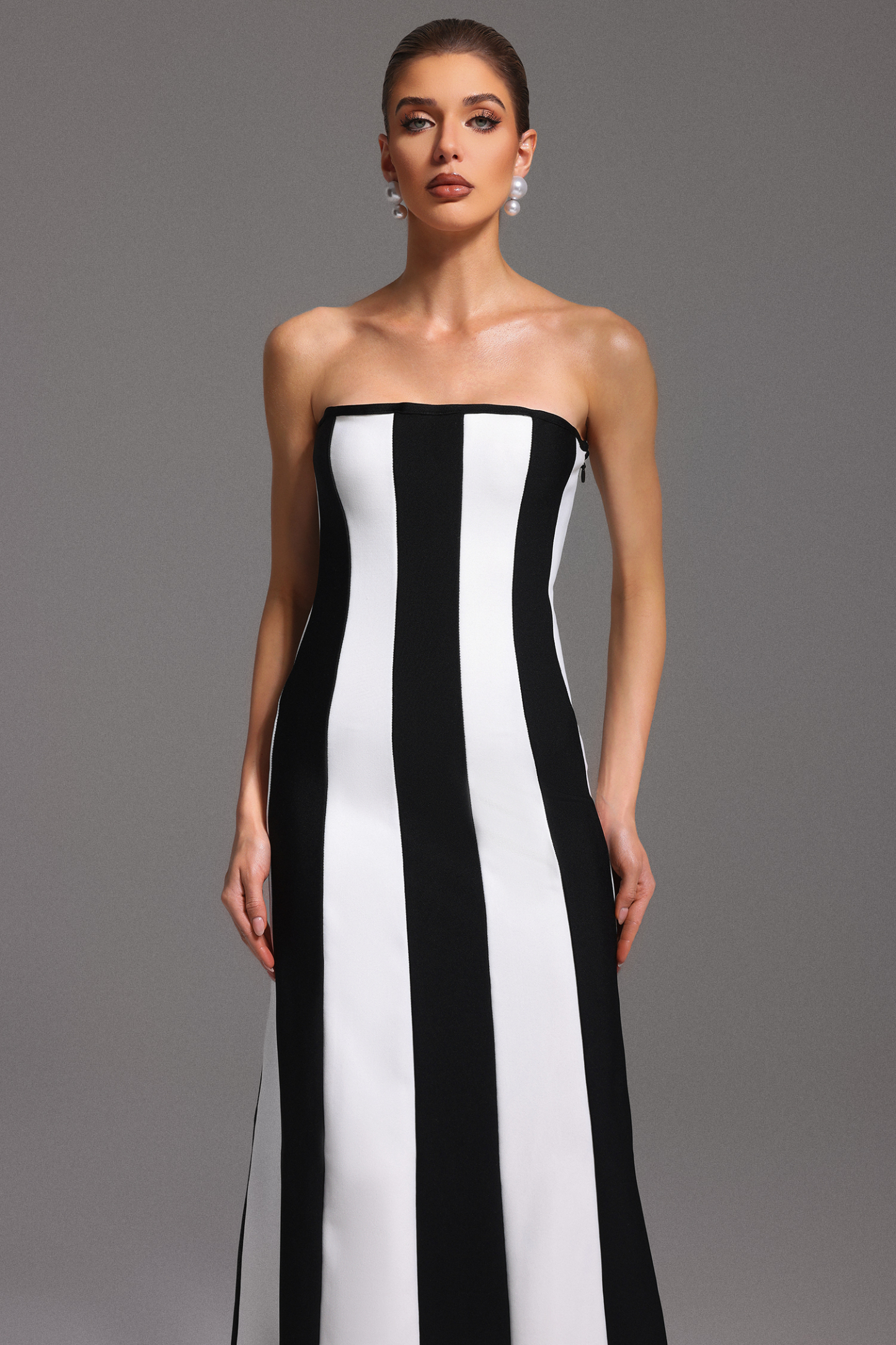 Wenrey Sleeveless Stripe Bandage Maxi Dress