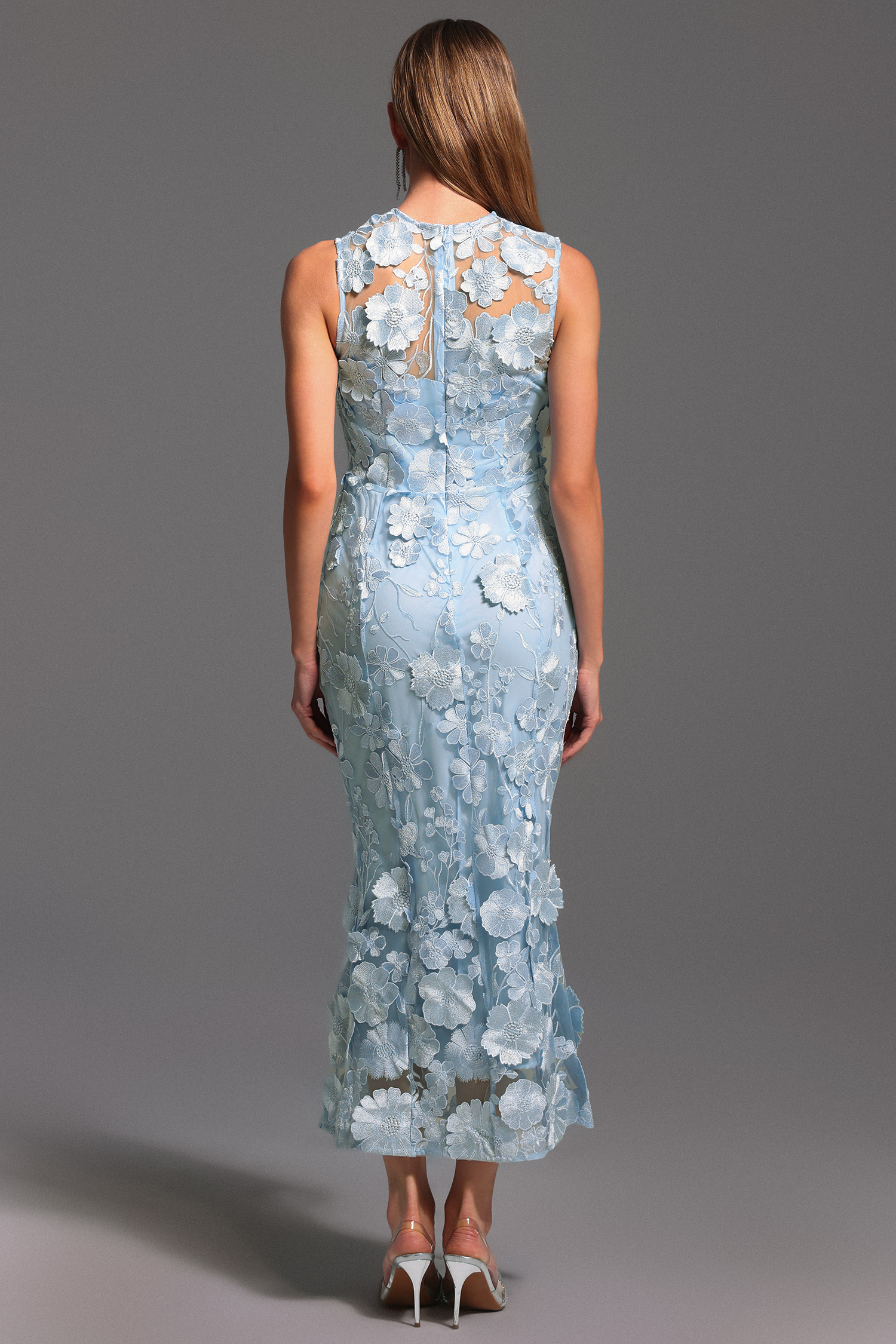 Rury Sleeveless Round Neck Flowers Maxi Dress