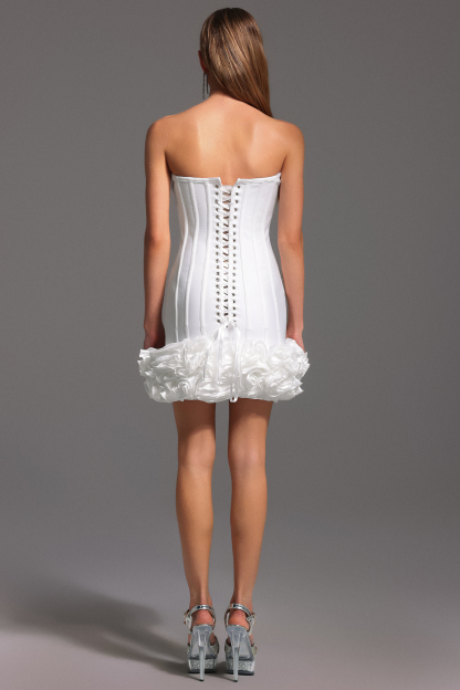 Hailey Sleeveless Fishbone Flowers Bandage Mini Dress