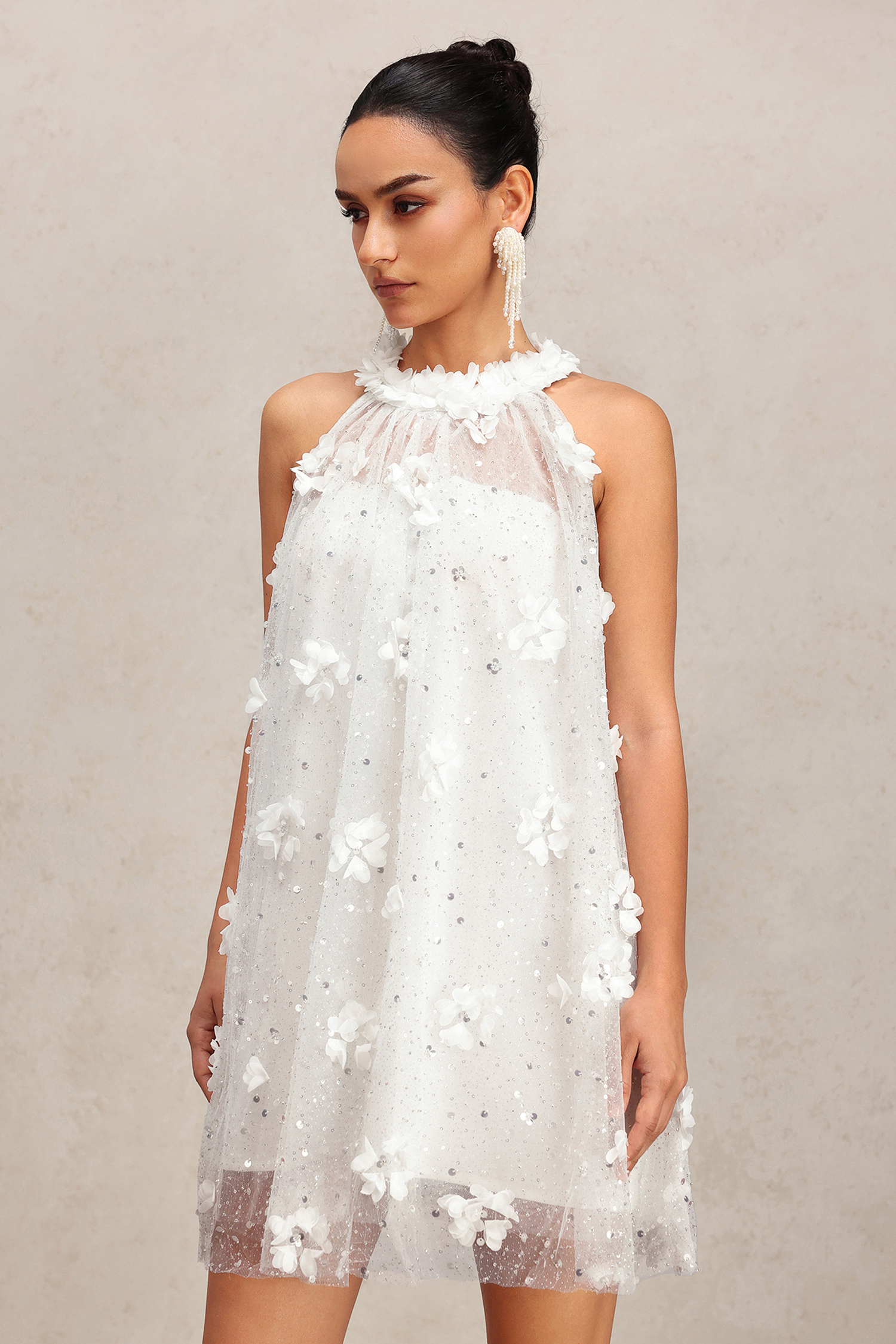 Derya Flowers Sleeveless  Embroidery Sequin Mini Dress