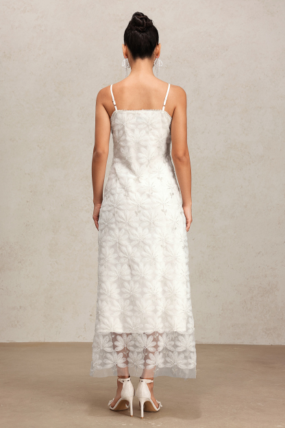 Diana Flowers Diamond Halter Lace Maxi Dress