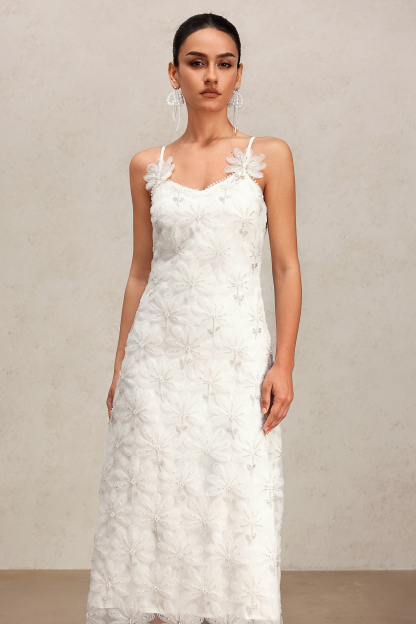 Diana Flowers Diamond Halter Lace Maxi Dress