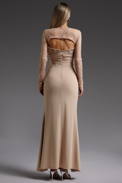 Yetta Long Sleeve Hollow Out Lace Maxi Dress