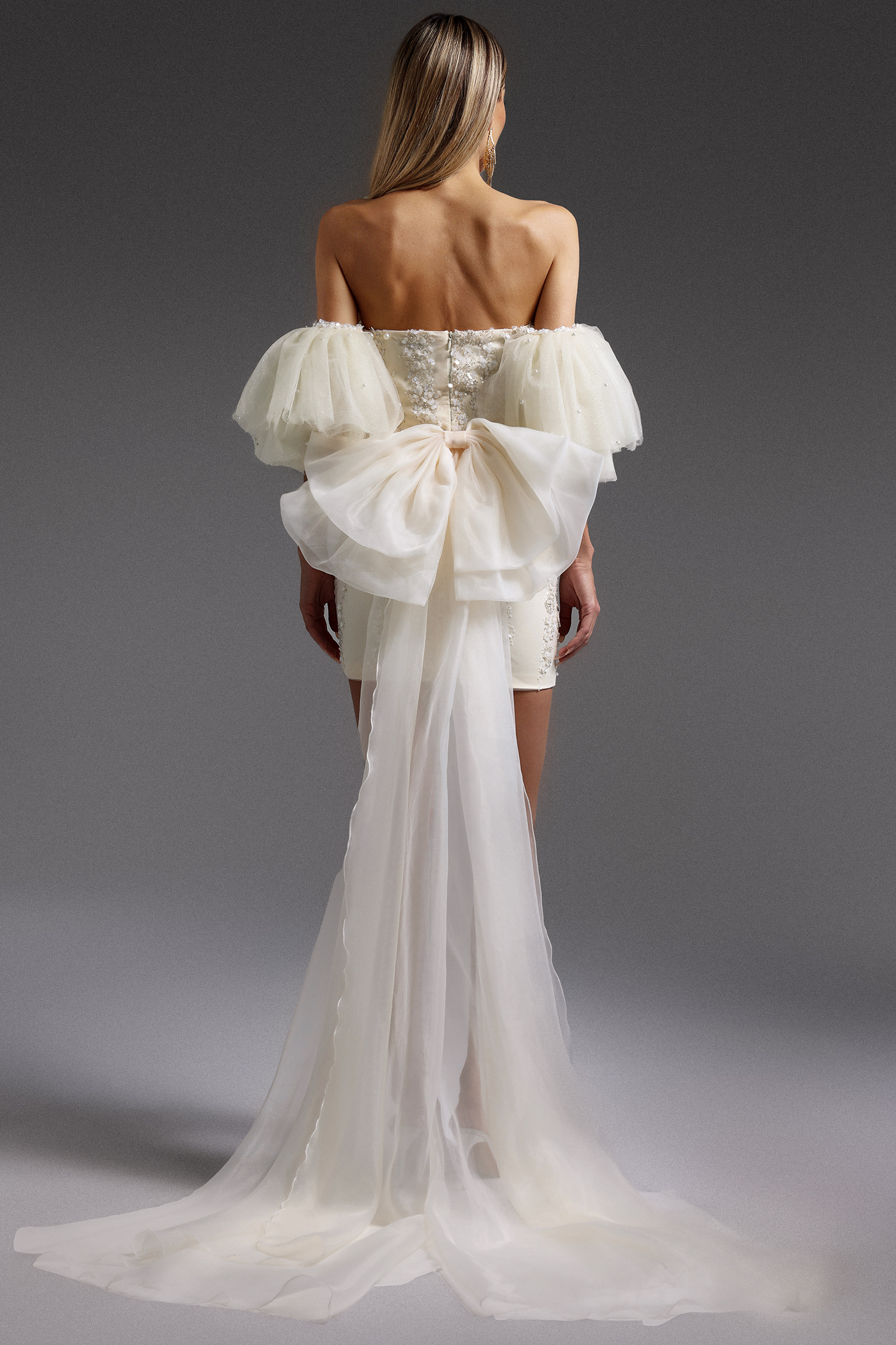 Emma Off-the-Shoulder Sequin Streaking Mini Dress