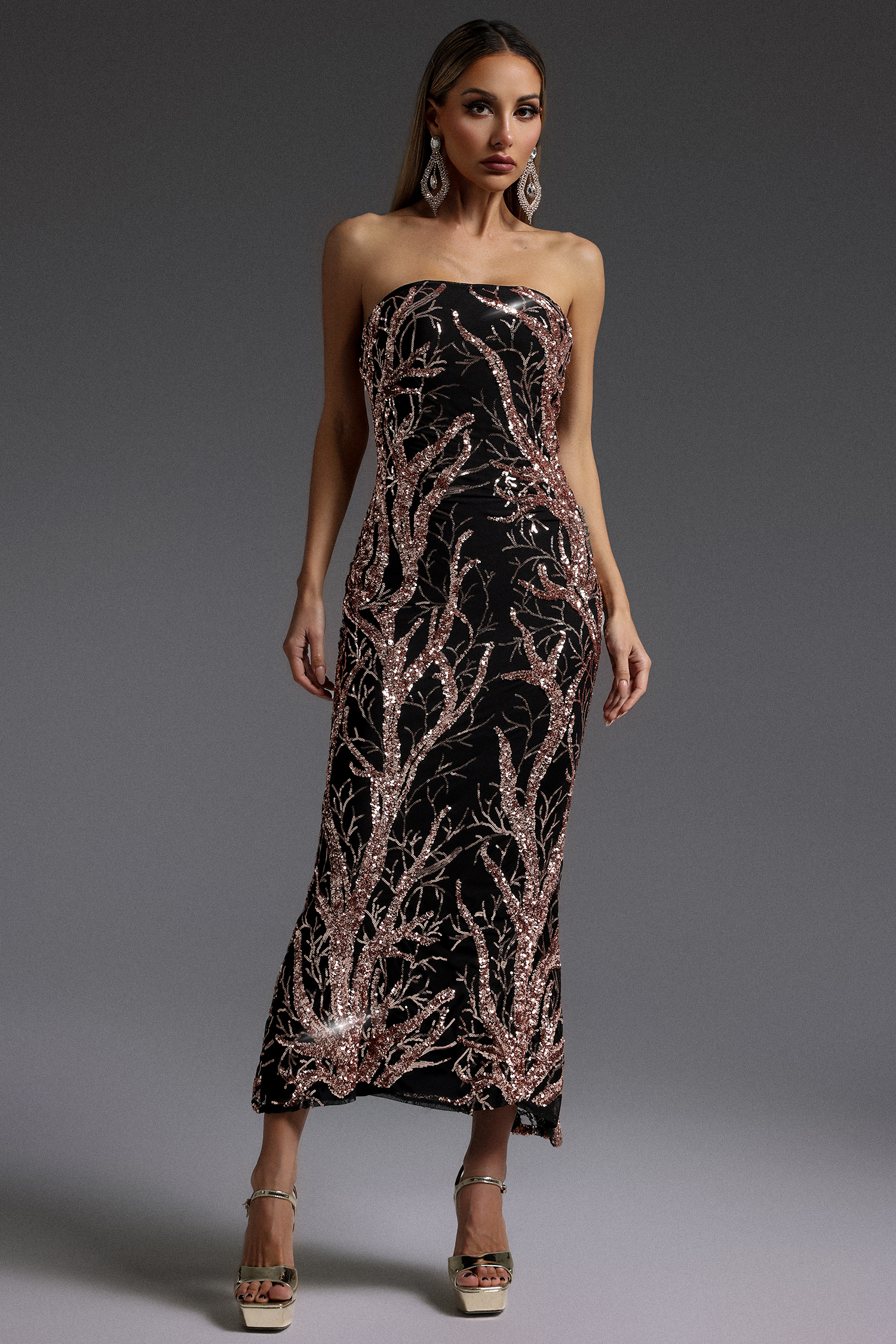 Kale Sleeveless Sequin Maxi Dress