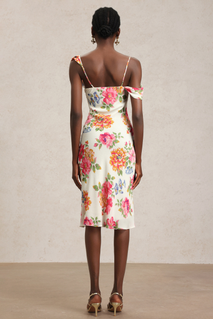 Xaler Halter Floral Printed Midi Dress
