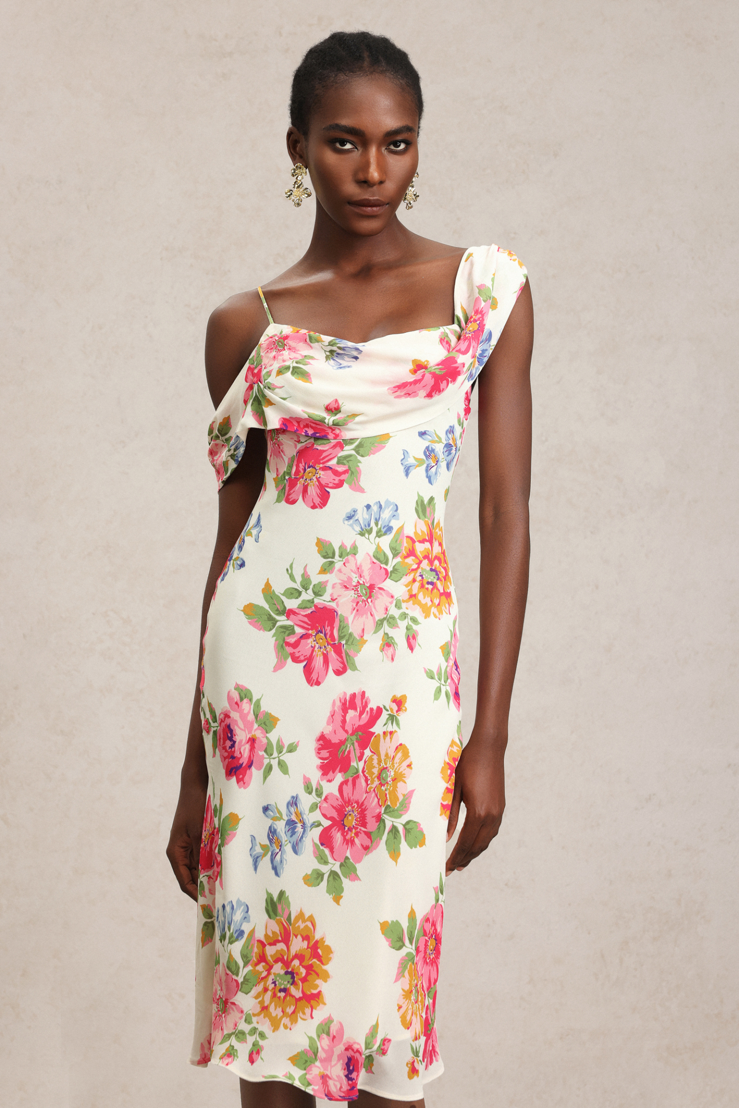 Xaler Halter Floral Printed Midi Dress