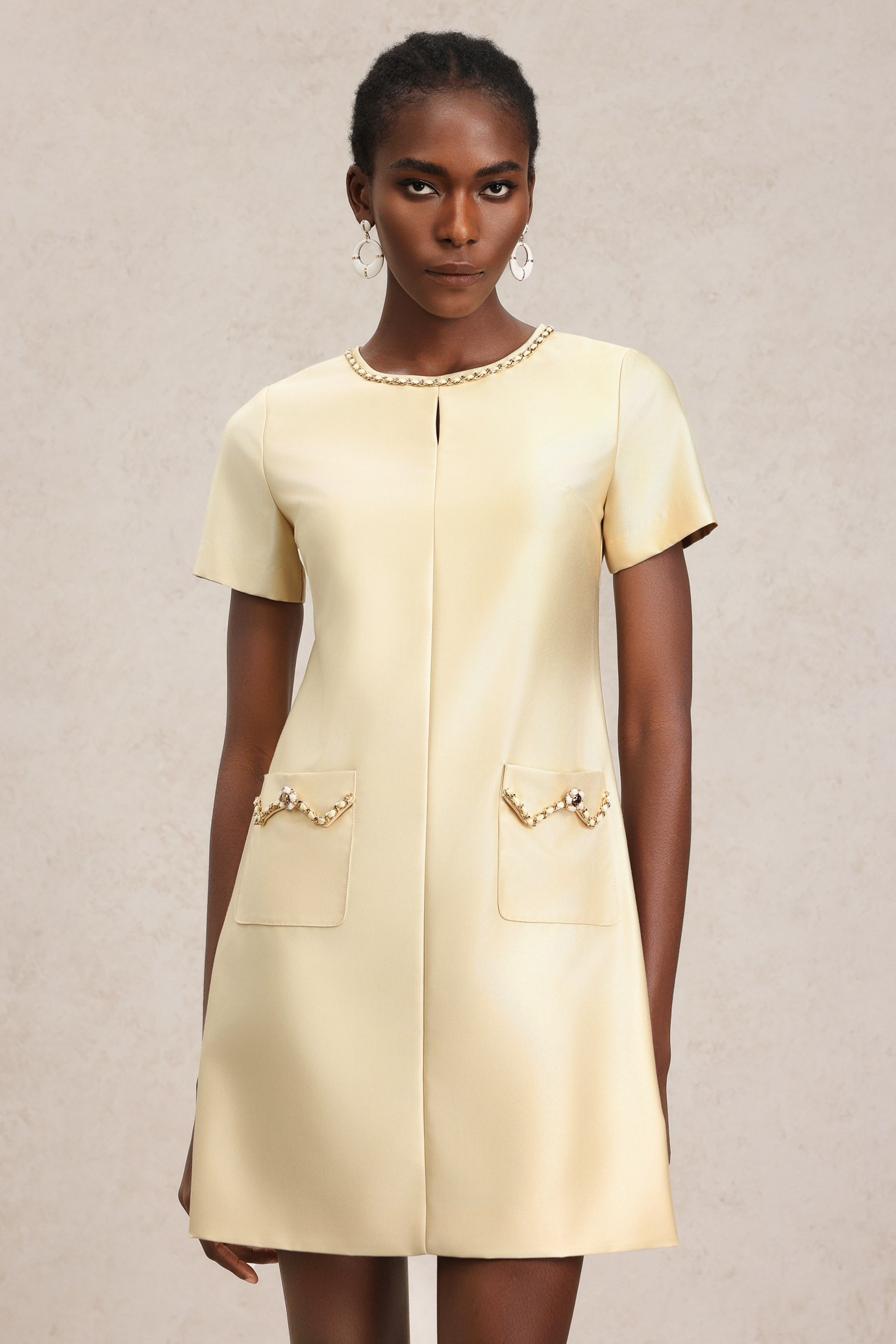 Tancy Short Sleeves Round Neck Mini Dress