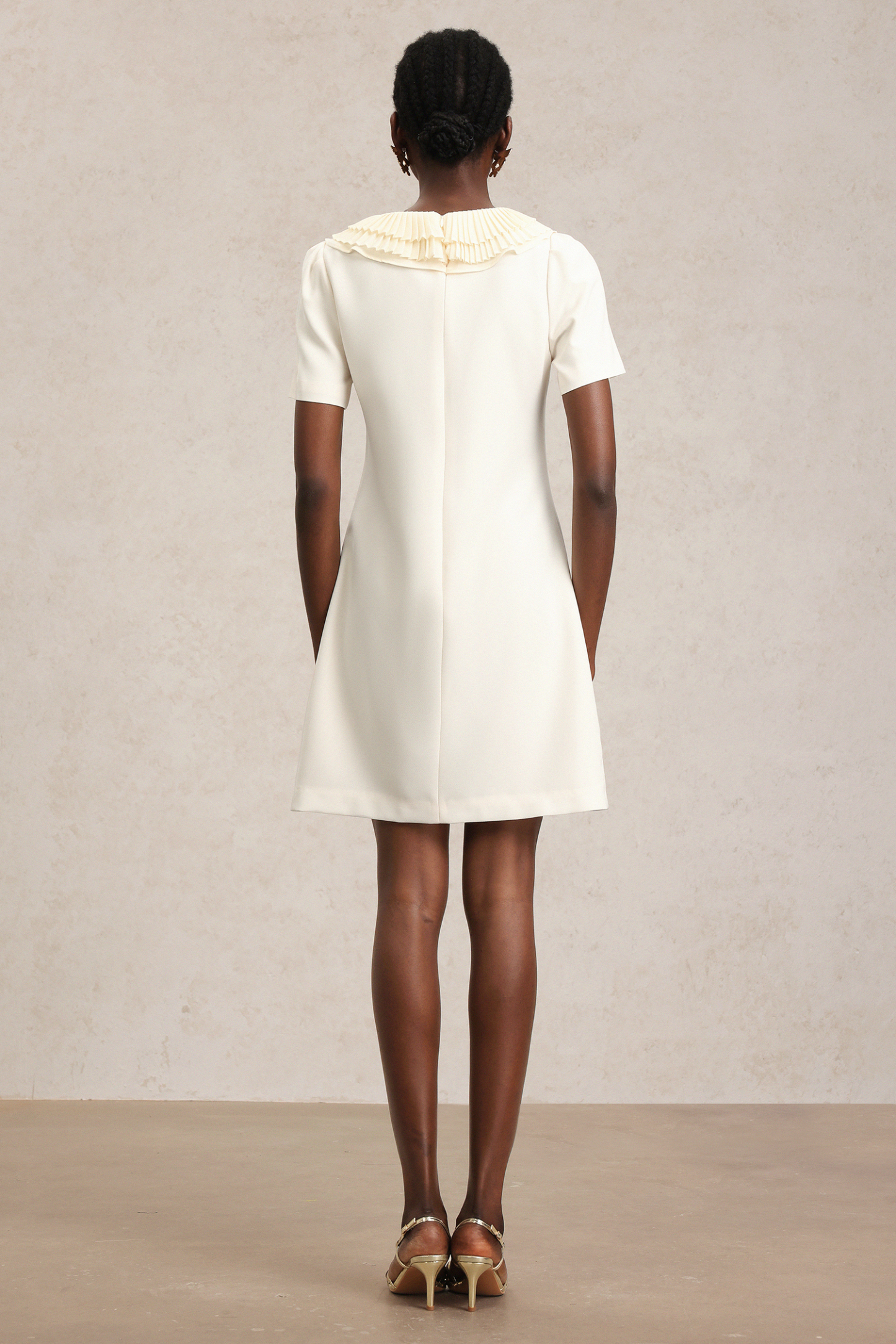 Rafaela Short Sleeves Round Neck Folds Mini Dress