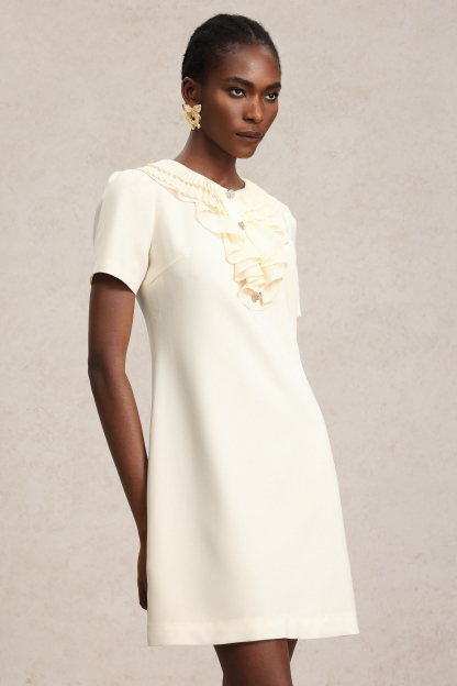 Rafaela Short Sleeves Round Neck Folds Mini Dress