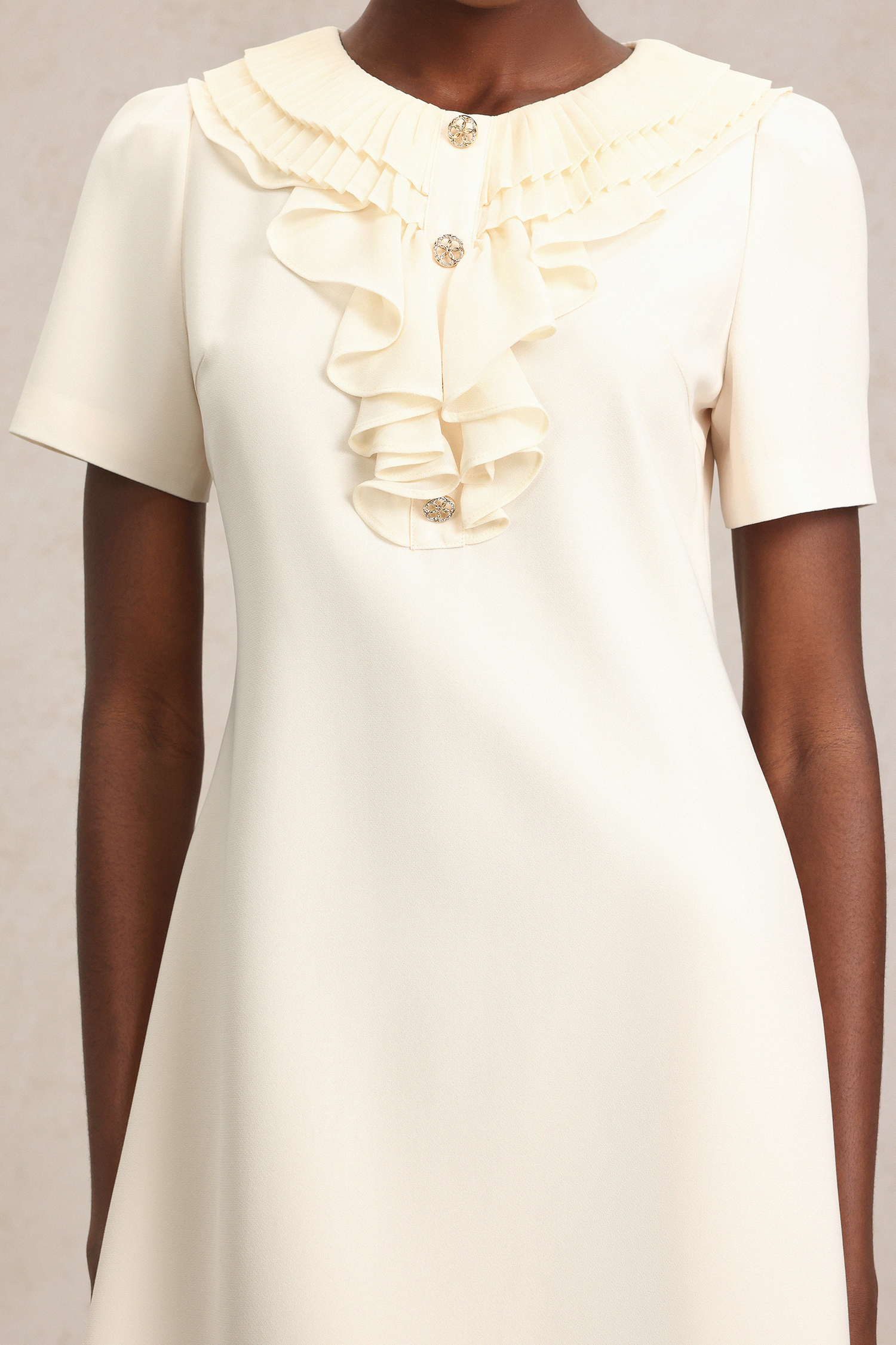 Rafaela Short Sleeves Round Neck Folds Mini Dress