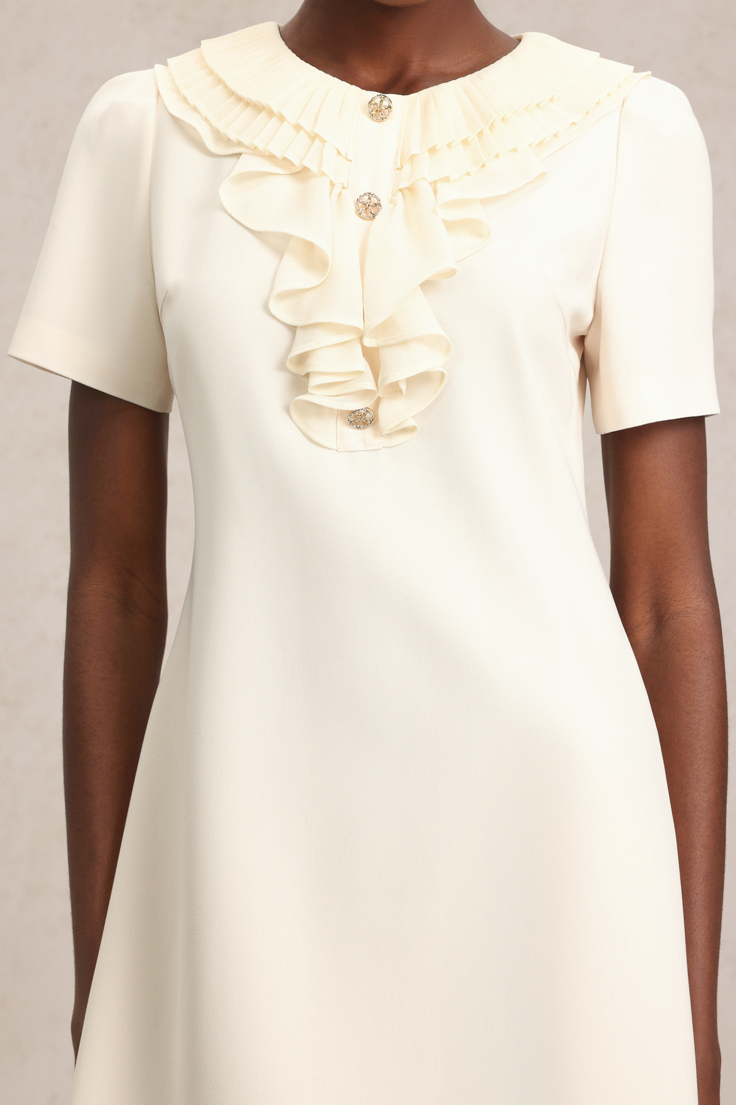 Rafaela Short Sleeves Round Neck Folds Mini Dress