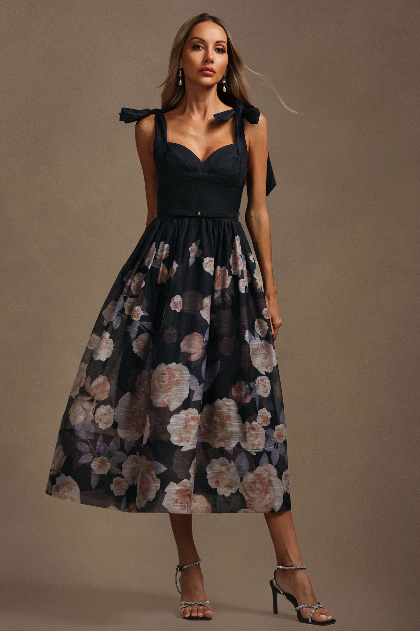 Wynter Halter Floral Printed Midi Dress