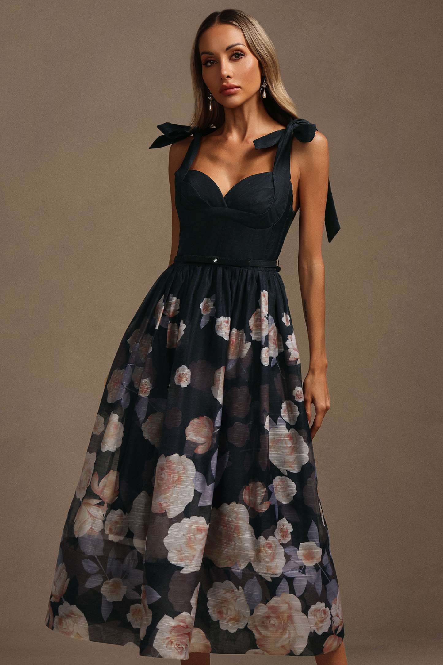 Wynter Halter Floral Printed Midi Dress