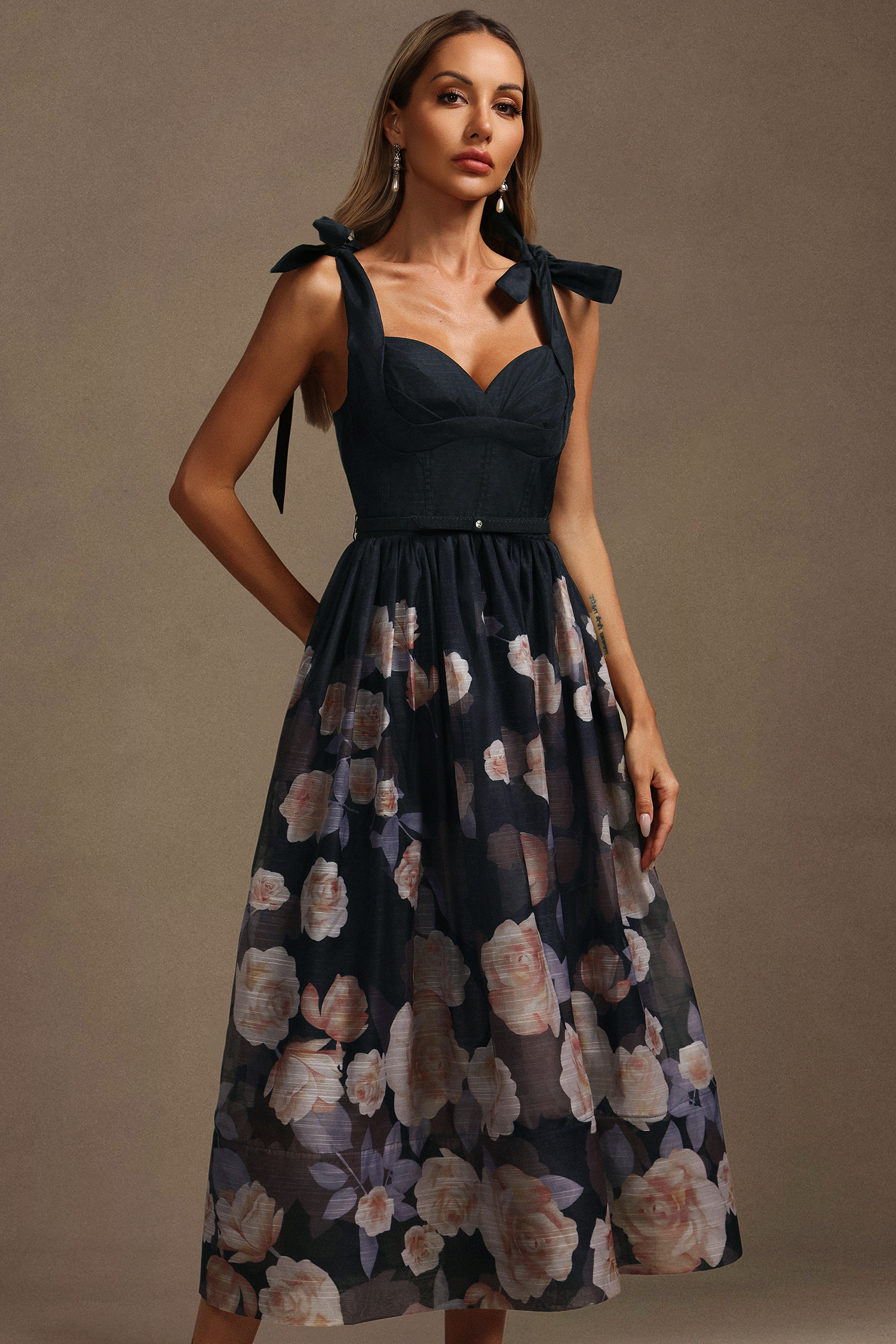 Wynter Halter Floral Printed Midi Dress