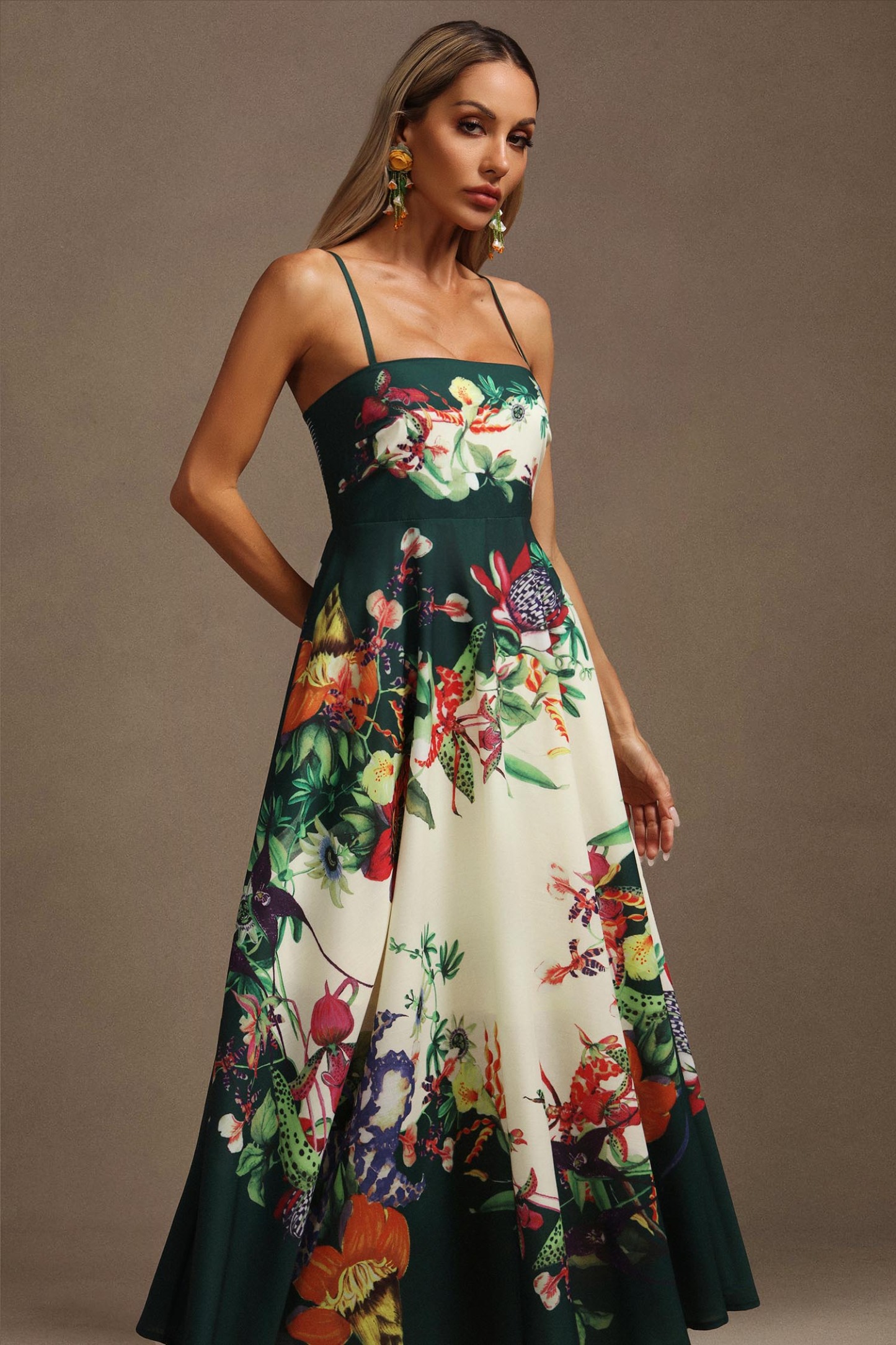 Krome Halter Floral Printed Maxi Dress