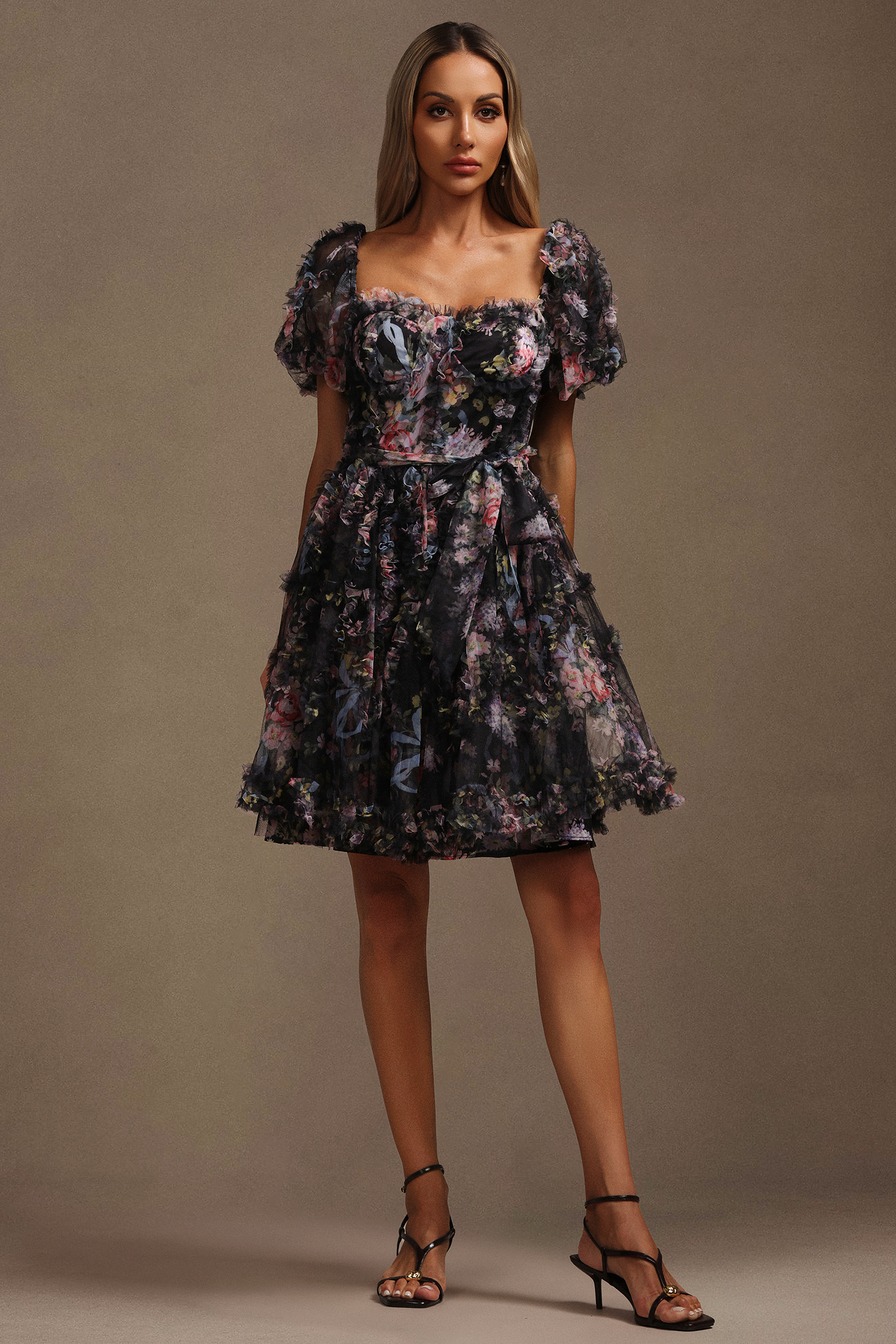 Hester Short Sleeves Floral Printed Mini Dress