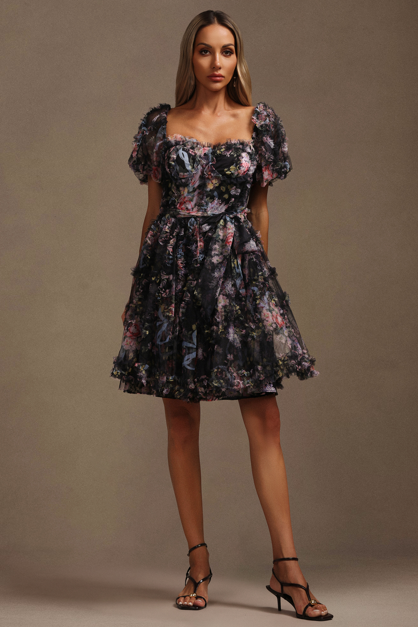Hester Short Sleeves Floral Printed Mini Dress