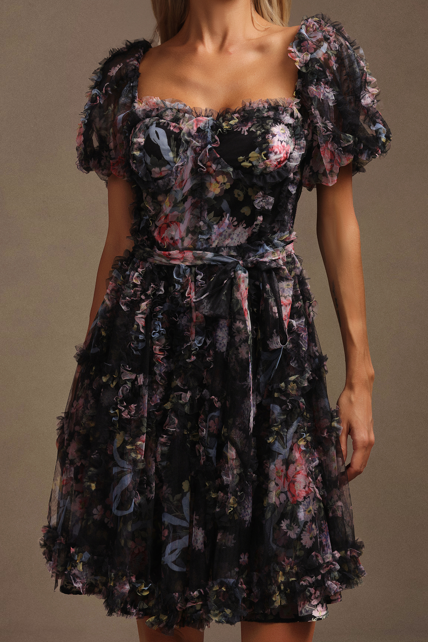 Hester Short Sleeves Floral Printed Mini Dress