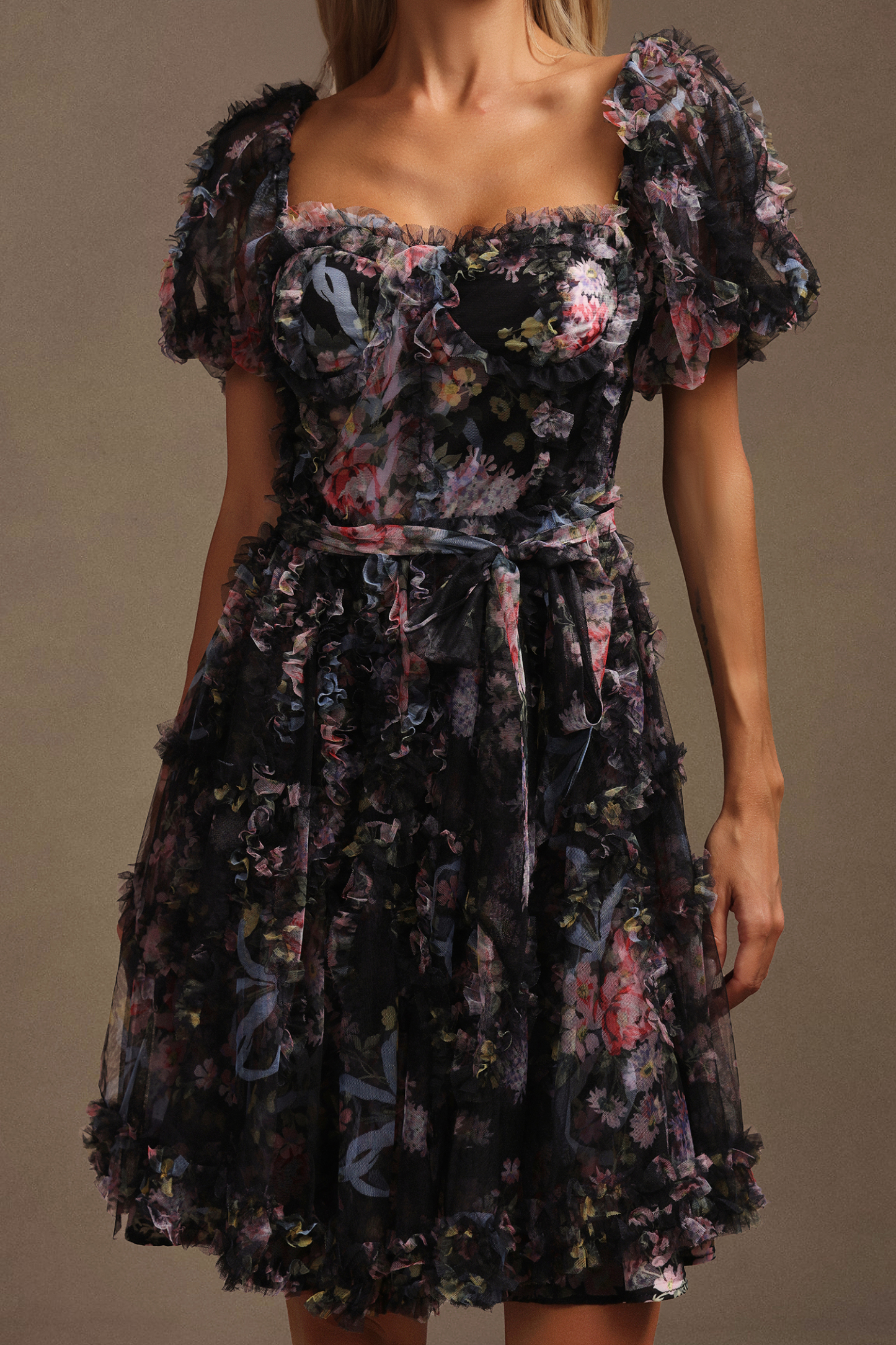 Hester Short Sleeves Floral Printed Mini Dress