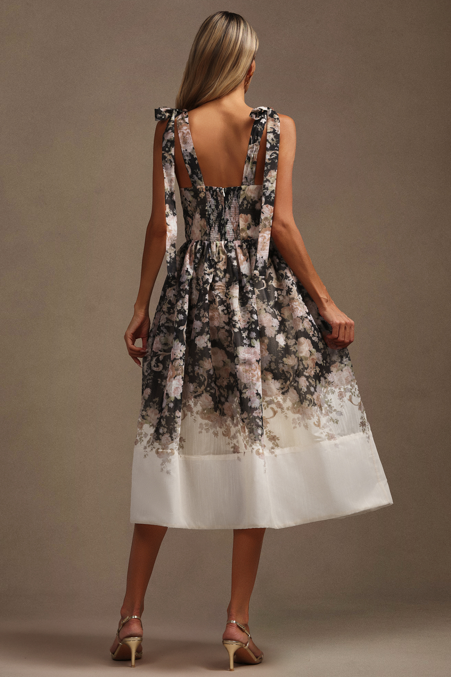 Sareza Halter Floral Printed Midi Dress